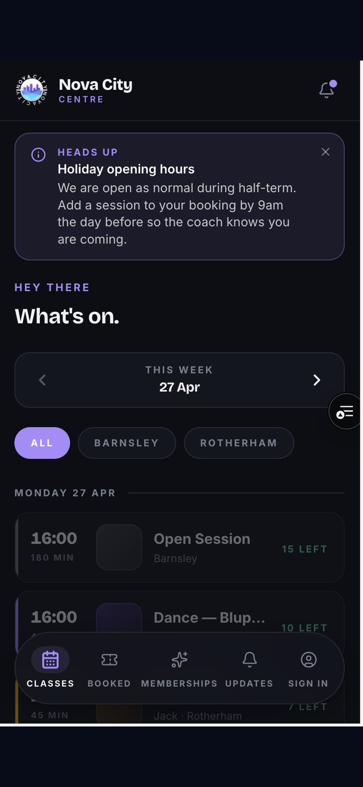 Nova City Centre customer app